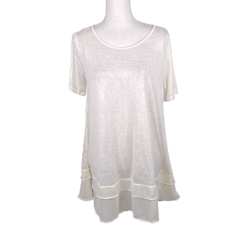 Jodifl Off White Rayon Flowy Boho Short‎ Sleeve Top Size Small New with tags!